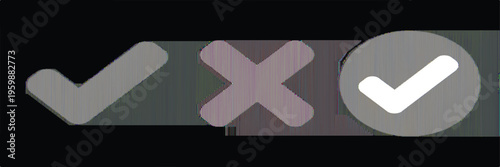 Checkmark and X symbols with a circular checkmark on a transparent background cross sign