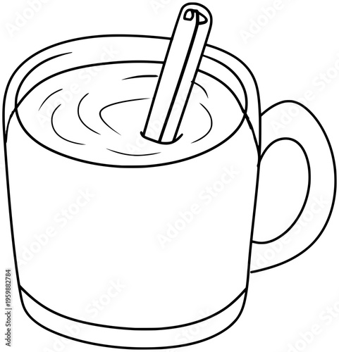 Apple Cider Drink Vector Outline Line Art Drawing