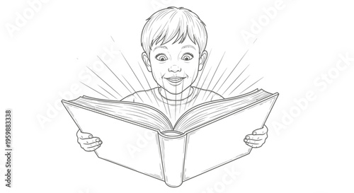 Young boy engrossed in reading a captivating book.