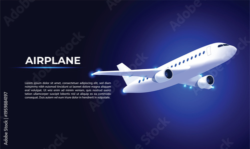 3D-style airplane, depicted in a flight-climb attitude with raised wings and retractable landing gear. Boeing. Ideal for aviation, travel, animations, and graphic design. Aviation, airline