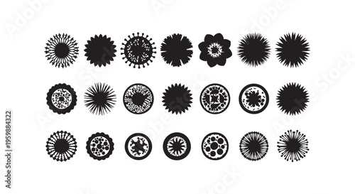 Collection of various black and white gears and cogs on a plain background isolated on transparent background
