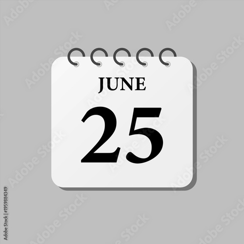 Icon page calendar day - 25 June
