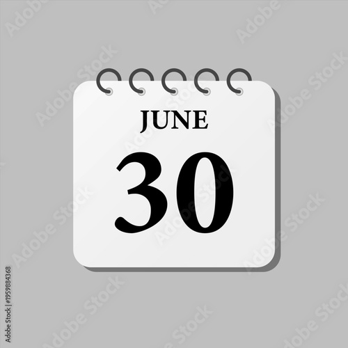 Icon page calendar day - 30 June