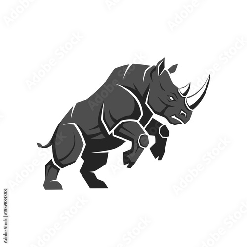 Powerful Rhinoceros Mascot Charging Forward with Determination.