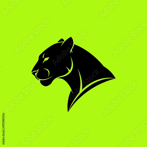 Sleek black panther head profile with intense gaze.