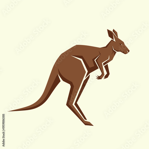 Brown Kangaroo Standing on a Light Background.