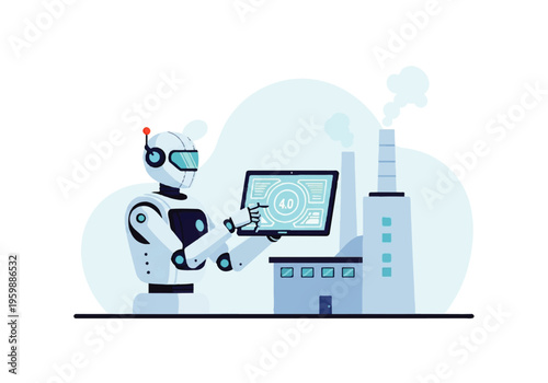 Robot Working on Computer Terminal 1.