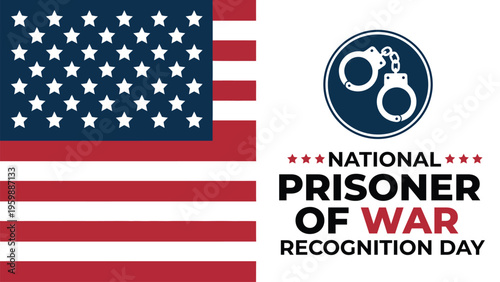 National prisoner of war recognition day illustration with American flag and symbol honoring veterans remembrance patriotic awareness design