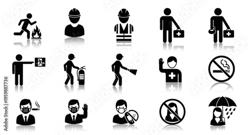Safety and Emergency Icons - A Comprehensive Pictogram Set.