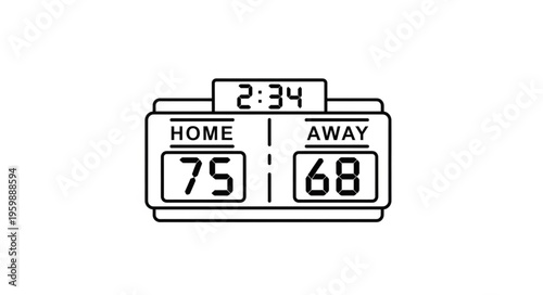 Scoreboard Illustration Showing Home and Away Scores with Time Remaining.
