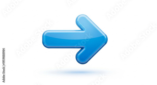 Shiny Blue Arrow Pointing Right - A Directional Icon.