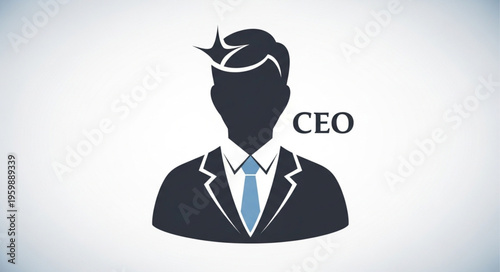 Silhouette of a CEO in a Suit with a Crown of Success.