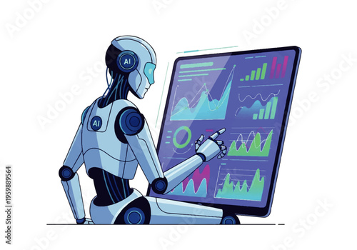 Robot interacting with large screen display.