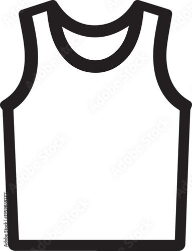 Minimalist line art of a tank top, evoking simplicity and classic style.