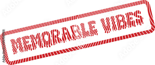 A unique red distressed rubber stamp featuring the words Memorable Vibes