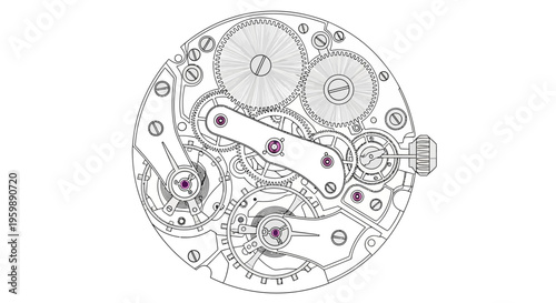 Mechanical watch movement with intricate gears and mechanisms
