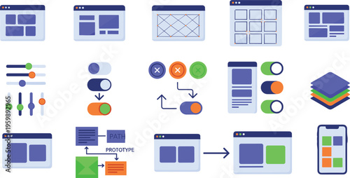 UI Micro-Interaction System and Small Business Economic Iconography Set