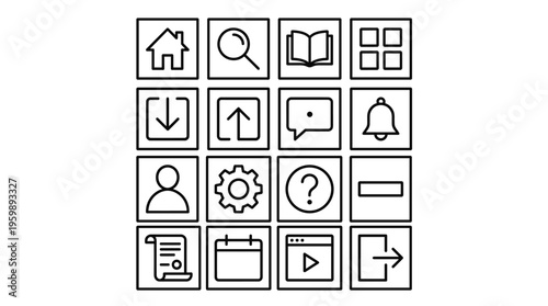 Set of 16 Outline Basic User Interface Icons Vector