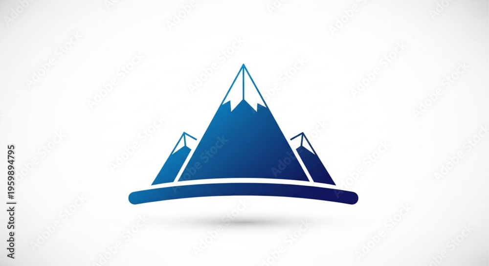 Fototapeta premium Stylized Blue Mountain Range Illustration with Snow-Capped Peaks.
