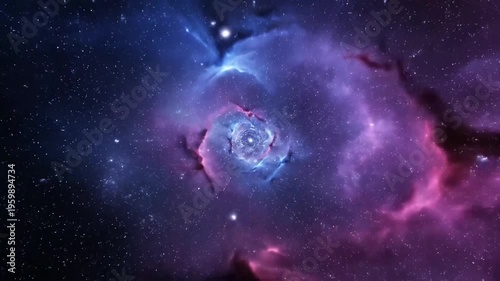 Vibrant purple nebula in deep space.