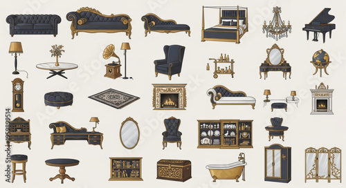 Vintage Furniture Collection - An Assortment of Classic Home Decor Elements.