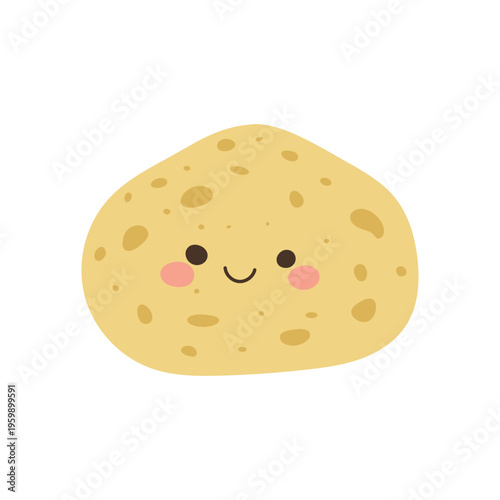 Potato cute mascot with character cartoon emoji for holiday illustration funny. Happy vector sweet with potato brown kawaii for anthropomorphic chip loaded. Positive sticker potato