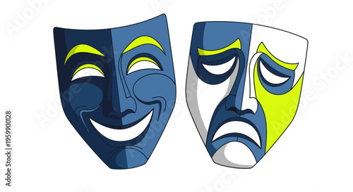 Theatrical comedy and tragedy masks.