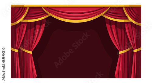 Red curtain backdrop for presentations or performances.