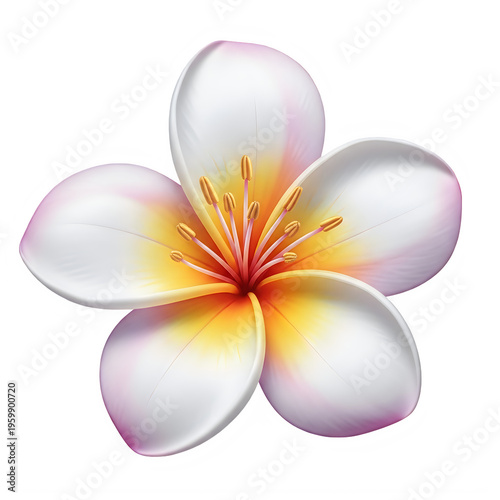 White plumeria flower isolated on transparent background