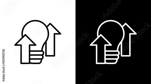 Innovation Growth White Icon Set Design