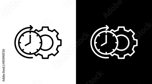 Time Management White Icon Set Design