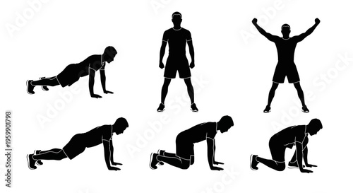 Fitness Silhouette Set: Exercise Routine Collection
