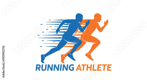 Running Athlete Logo with Dynamic Silhouettes and Speed Lines