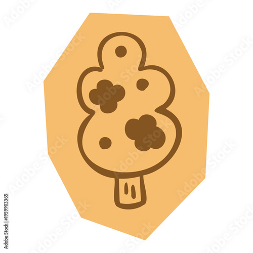 Hand drawn tree with round leaves for nature and environment concepts for scrapbook and journal. Vector illustration design.