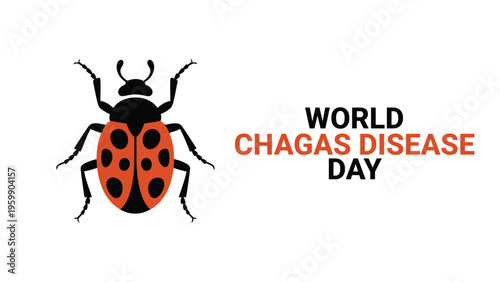 World chagas disease day concept with red and black insect vector illustration global health awareness parasite infection prevention campaign design