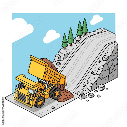 Heavy-duty dump truck unloading dirt on a construction site.