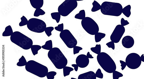 Dark blue wrapped candies on a white background candy sweet