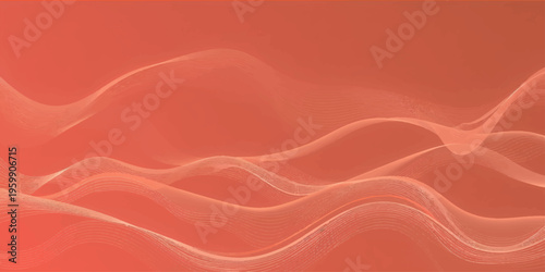 Abstract red wavy silk texture background flowing smoothly with soft pink and orange tones