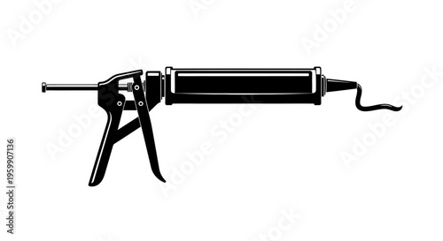 Black sealant gun tool depicted in a stark graphic silhouette