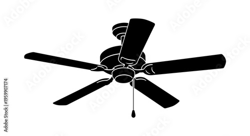 Black ceiling fan with five blades a simple and modern silhouette