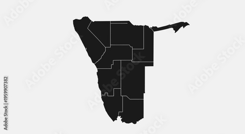 Namibia Map Silhouette - Regions and Borders