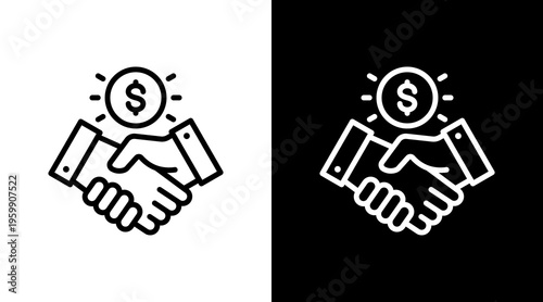 Business Deal White Icon Set Design
