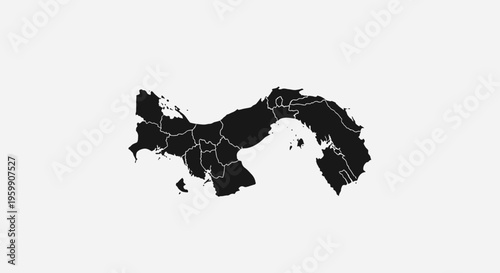 Panama Map Silhouette - Black Outline on White Background