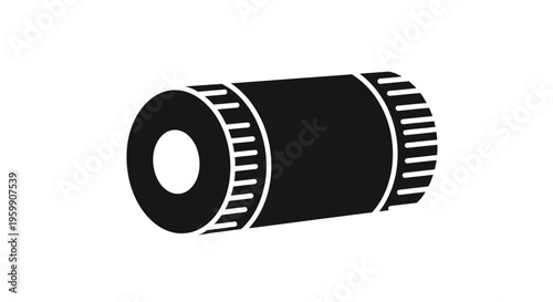 Simple black camera lens design a bold graphic representation silhouette