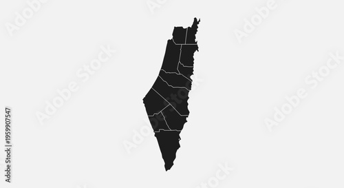 Palestine Map Silhouette - Political Borders Outline