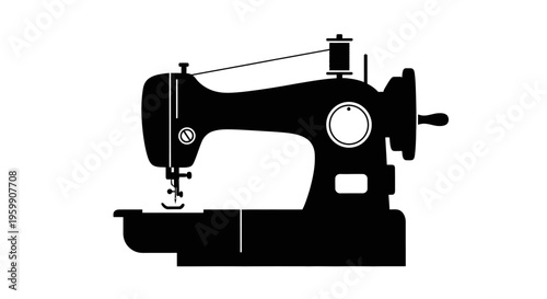 Vintage sewing machine illustration a classic design in black silhouette