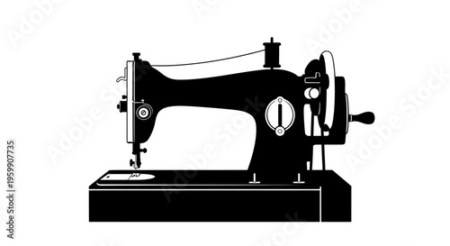 Vintage sewing machine in stark black a classic design silhouette