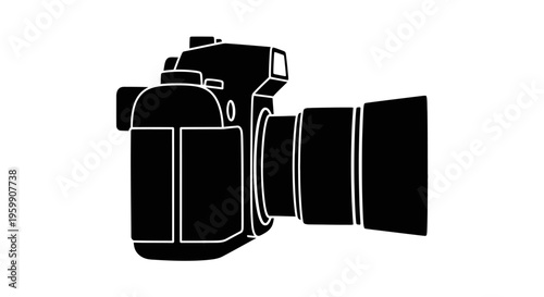 Black digital slr camera graphic a striking visual silhouette