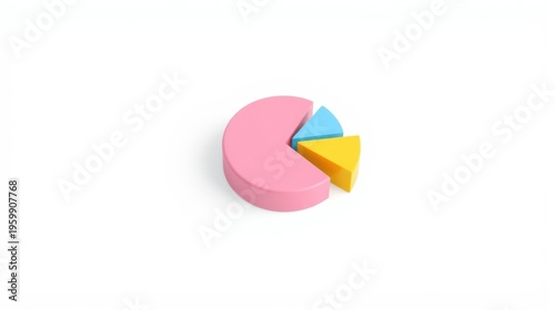 Pink pie chart displays data segments. Yellow, blue, peach portions represent percentages. Simple graphic on white background. Free Download Pink pie chart displays data segments. Yellow, blue, peach portions represent percentages. Simple graphic on white background. - GFXLoad