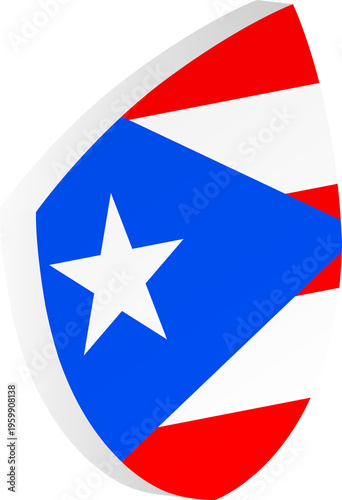 Free Download 3D Puerto Rico Flag Shield in Isometric Rugby Ball Shape - GFXLoad